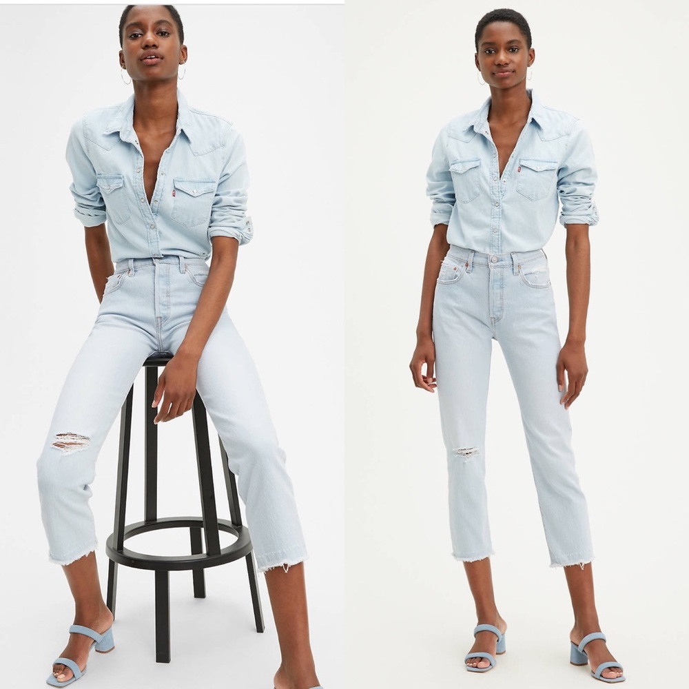 NWT Levi’s 501 Crop Light Wash Jeans - Picture 2 of 8
